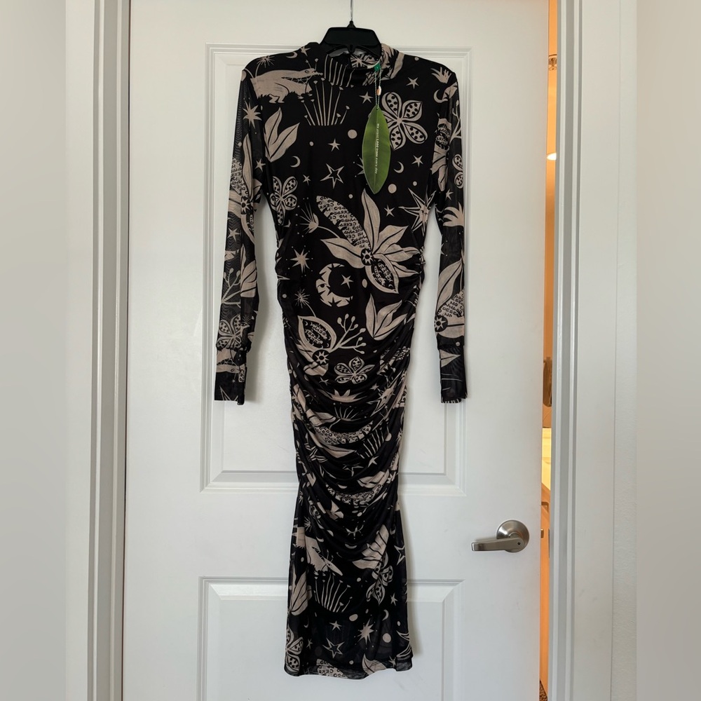 FARM RIO NWT Black & White Cerrado Sky Tulle Dress